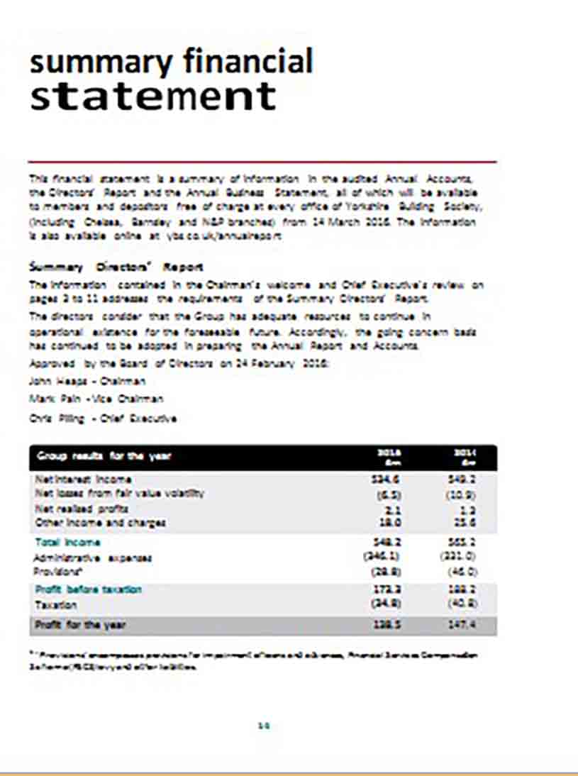 Financial Statement Summary Sample Financial Statement Summary Sample