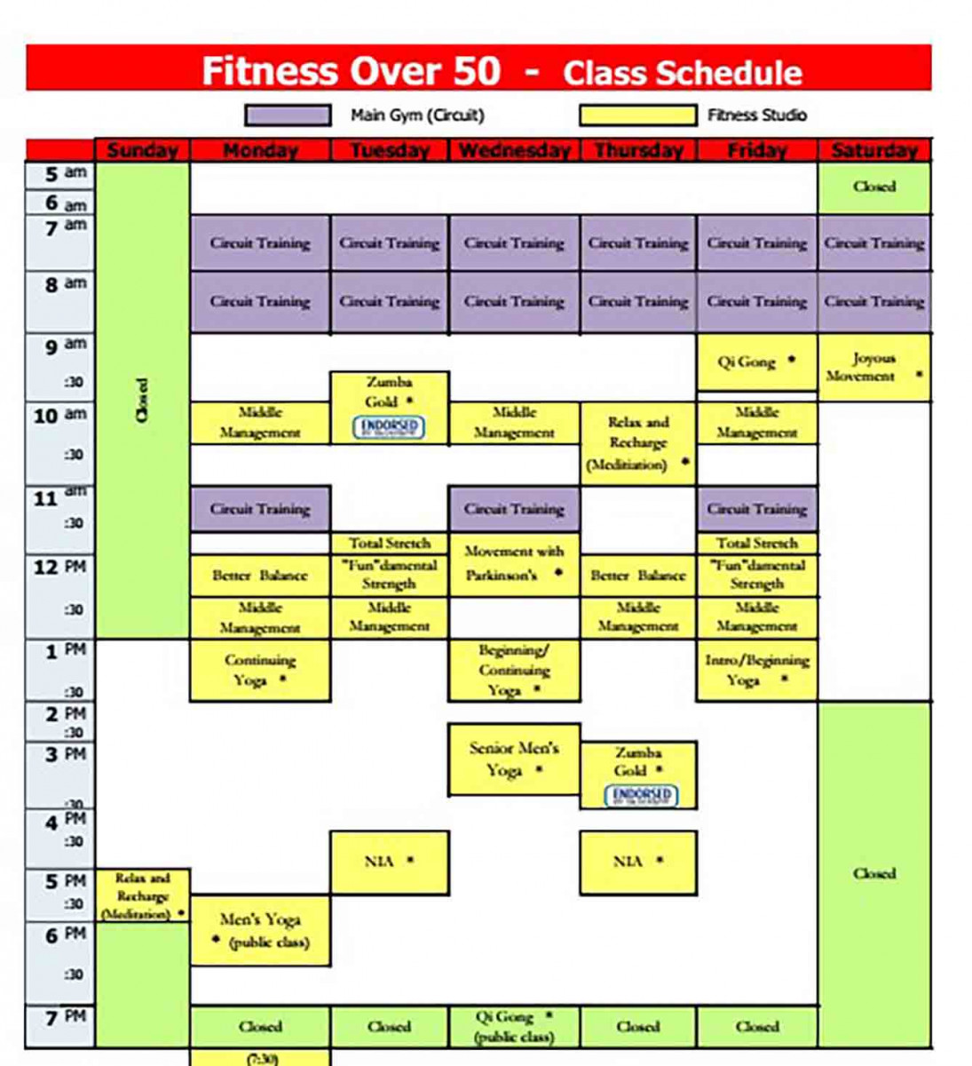 Fitness Class Schedule templates Fitness Class Schedule templates
