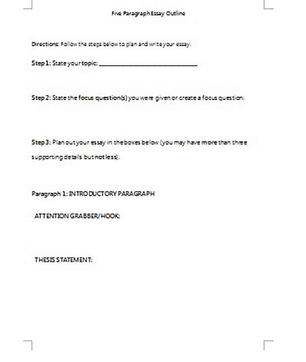 Five Paragraph Essay Outline Five Paragraph Essay Outline