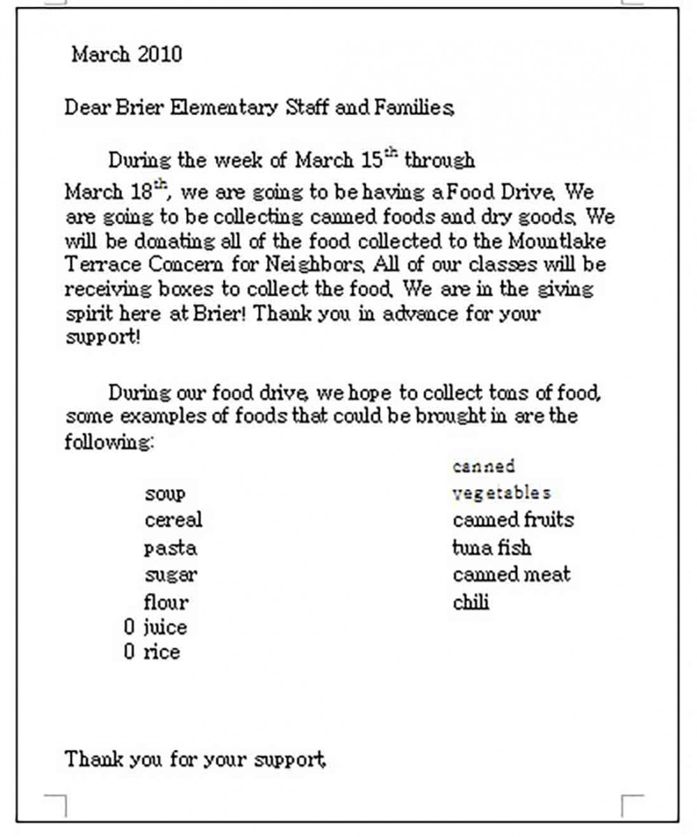 Food Donation Letter templates Food Donation Letter templates