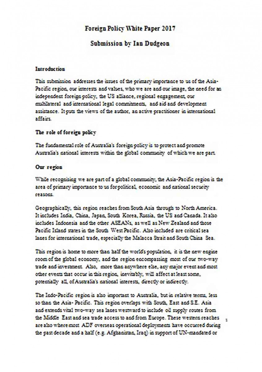 Foreign Policy White Paper Foreign Policy White Paper