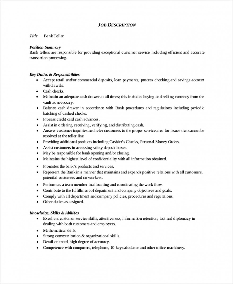 General Bank Teller Resume General Bank Teller Resume