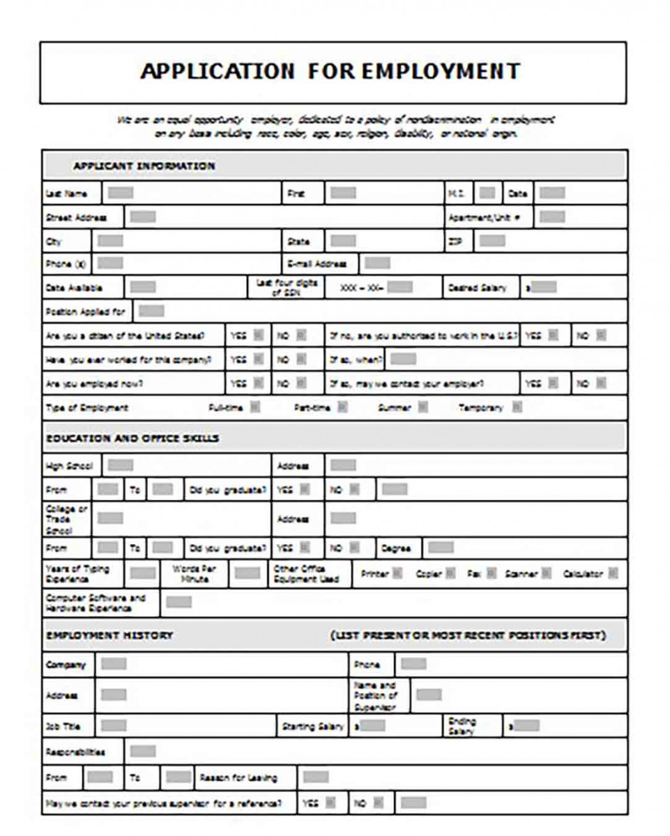 Generic Employment Job Application Generic Employment Job Application