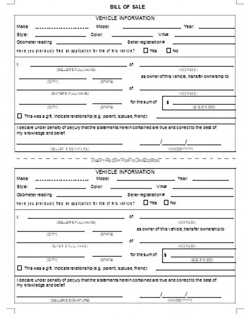 Generic Vehicle Bill Of Sale. Generic Vehicle Bill Of Sale.