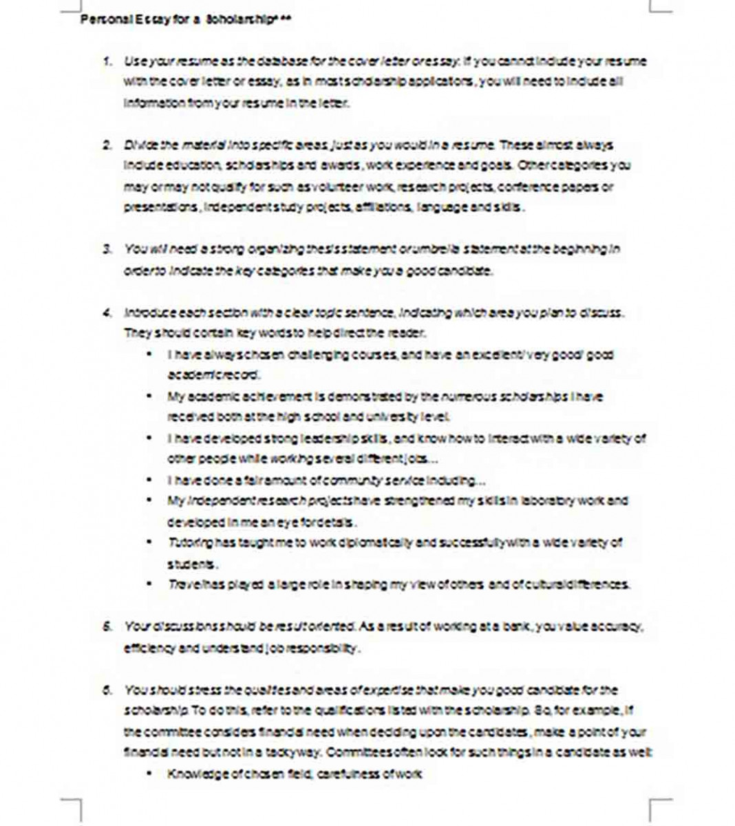 Graduate Scholarship Example Graduate Scholarship Example