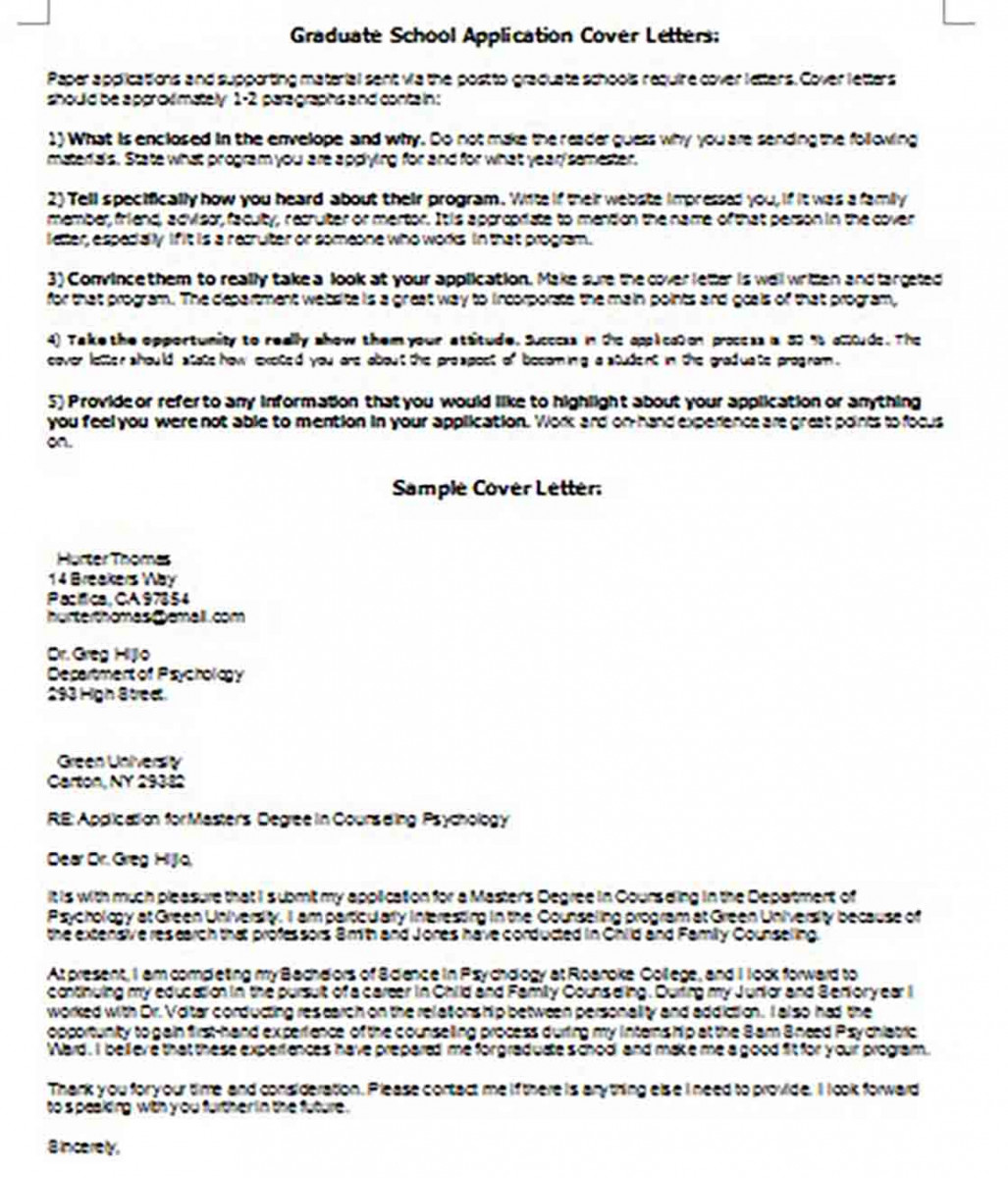 Graduate School Application Cover Letter Graduate School Application Cover Letter
