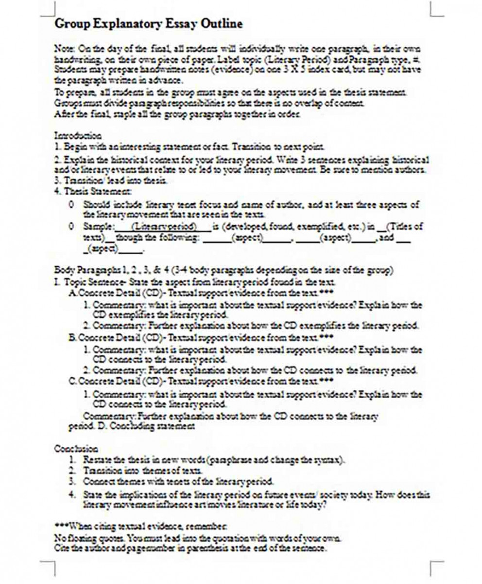 Group Explanatory Essay Outline Format Group Explanatory Essay Outline Format