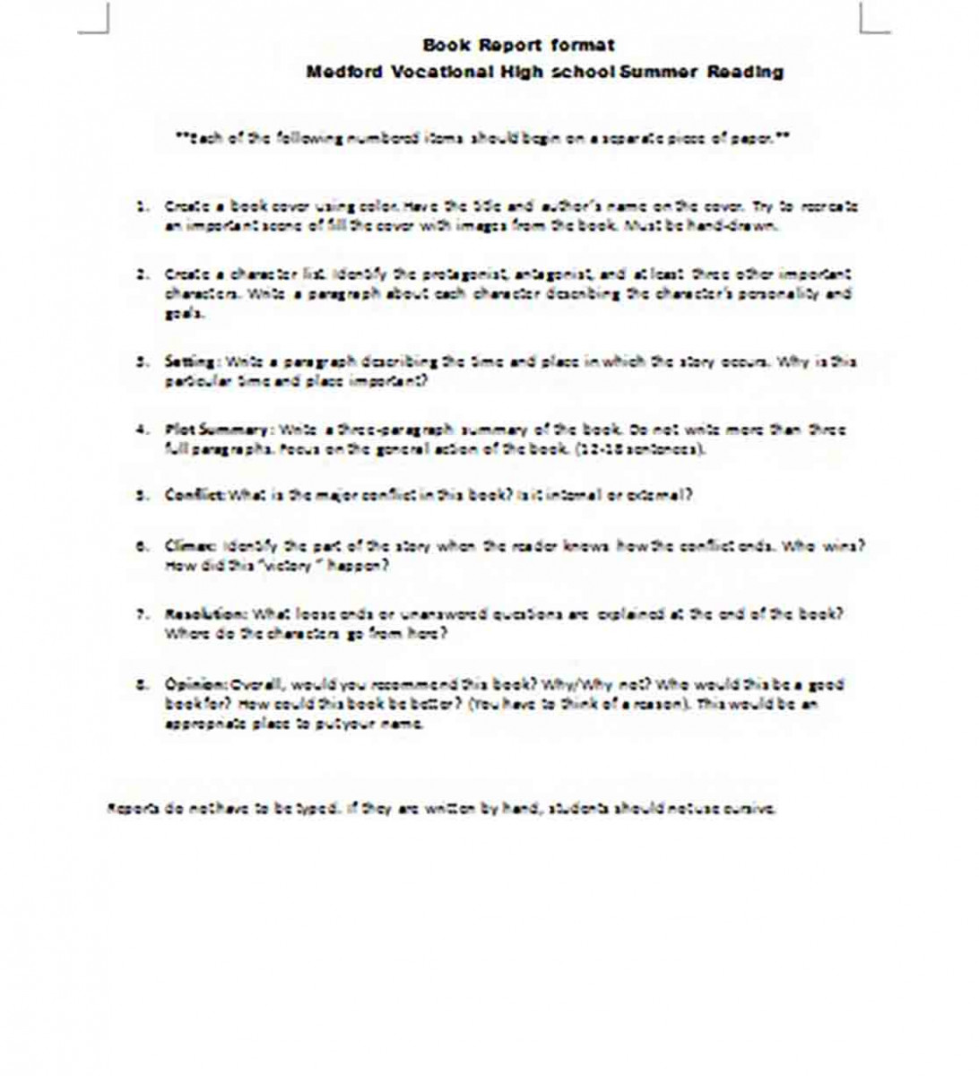 High School Book Report templates High School Book Report templates