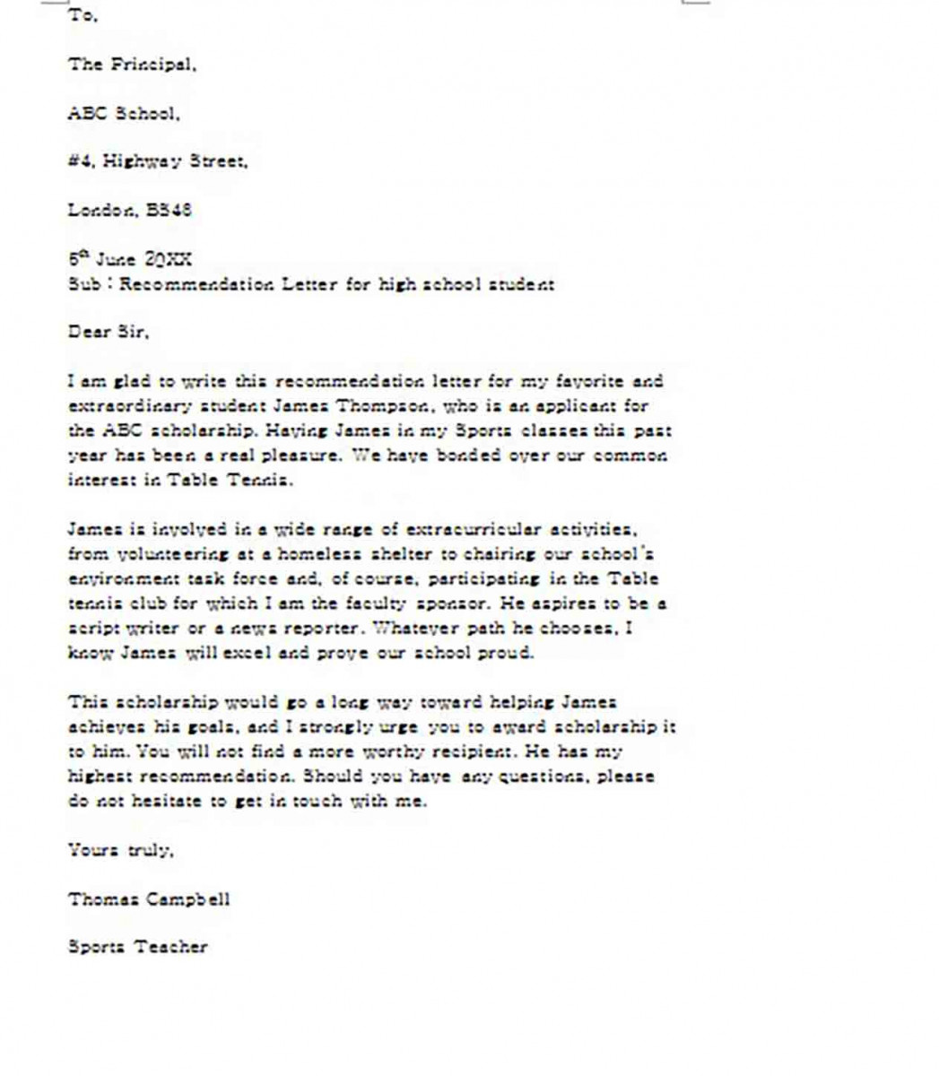 High School Letter of Recommendation for Teacher Examples High School Letter of Recommendation for Teacher Examples