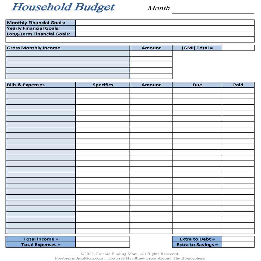 Home Budget templates Format 1 Home Budget templates Format 1