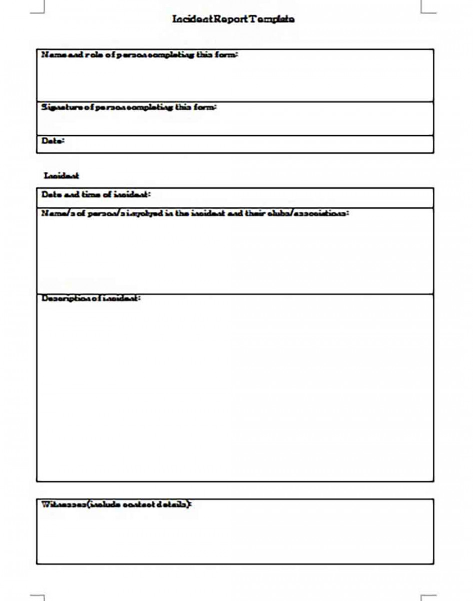Incident Report templates Incident Report templates