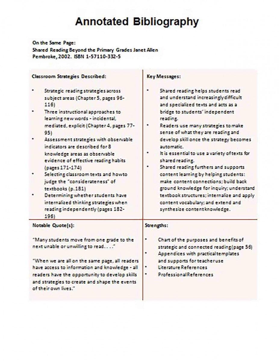 Informative Annotated Bibliography templates Example Informative Annotated Bibliography templates Example