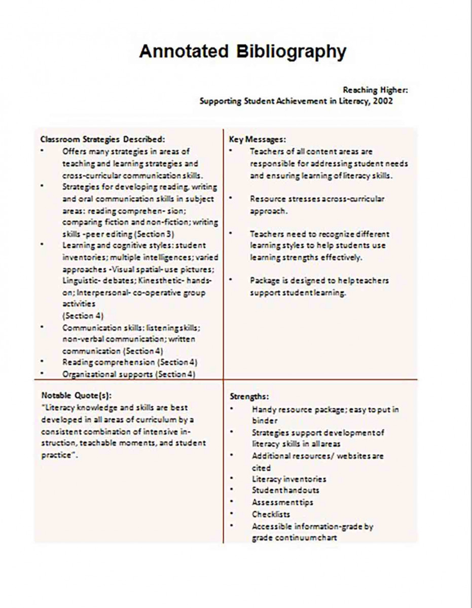 Informative Annotated Bibliography templates Example 9 Informative Annotated Bibliography templates Example 9