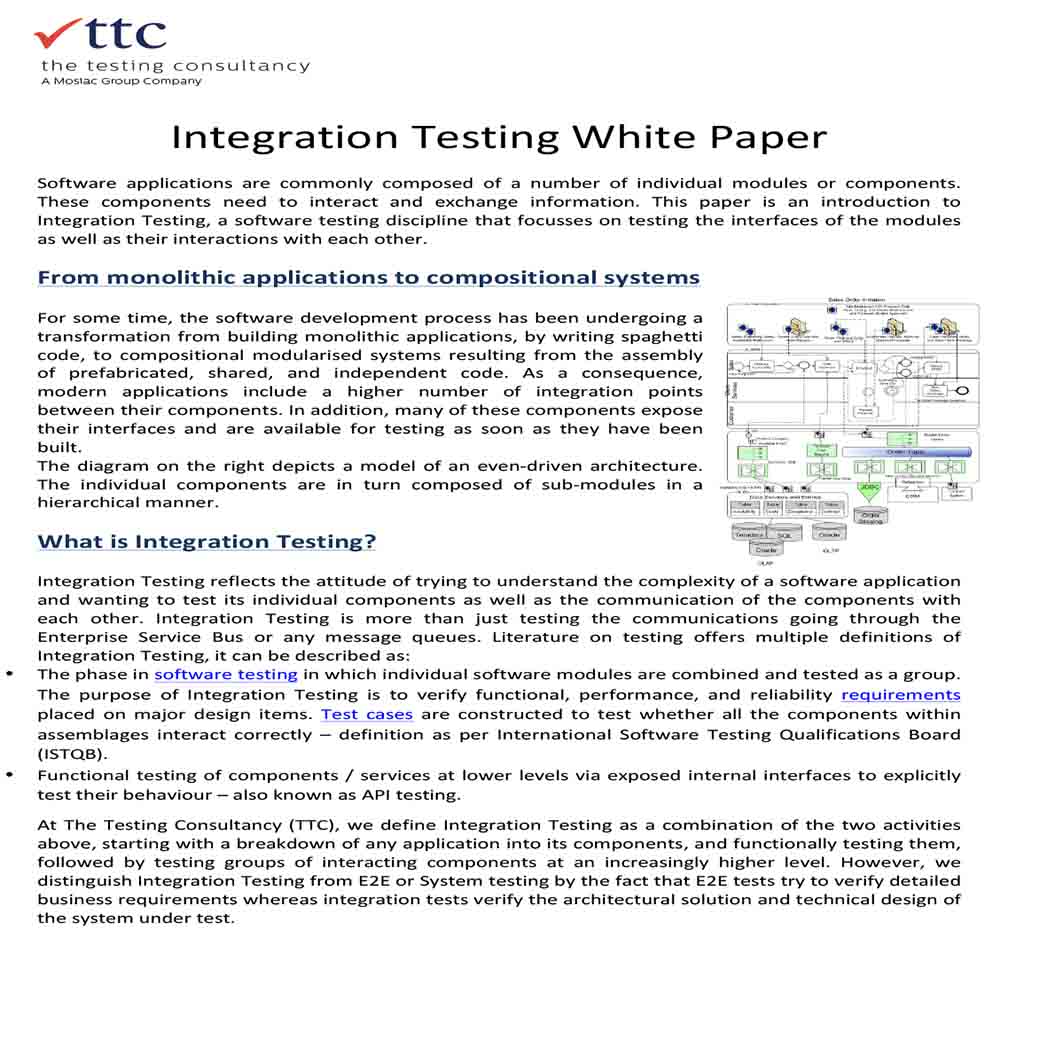 Integration Testing White Paper 1 Integration Testing White Paper 1