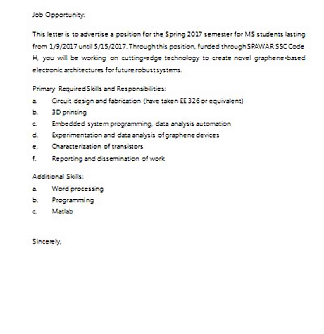 Job Opportunity Letter Sample Job Opportunity Letter Sample