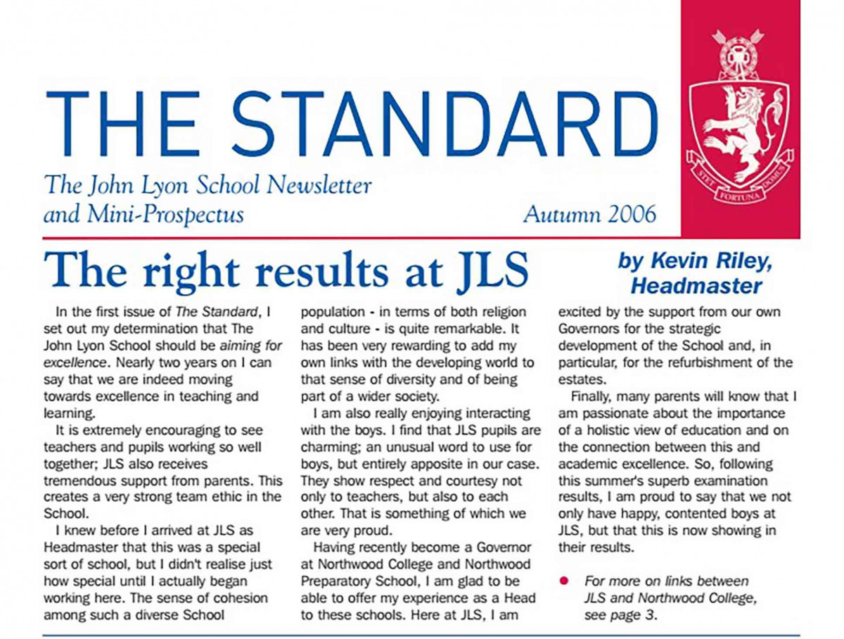 John Lyon School Newsletter templates John Lyon School Newsletter templates