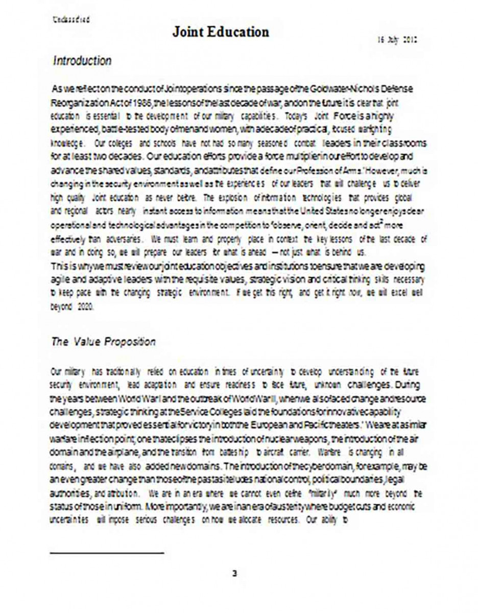 Joint Education White Paper Joint Education White Paper