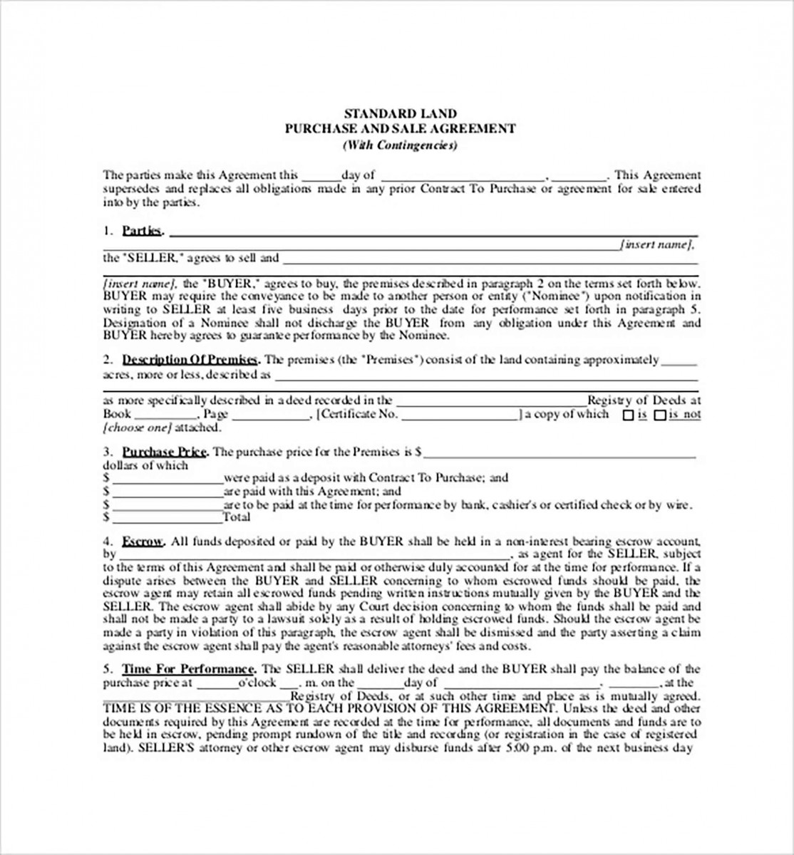 Land purchase agreement Land purchase agreement
