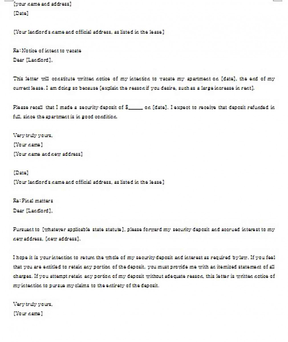 Lease Termination Letter to Landlord Sample Lease Termination Letter to Landlord Sample
