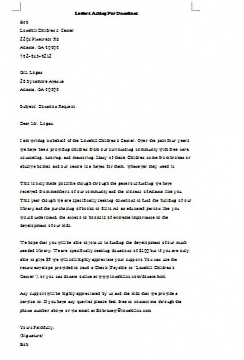 Letter Asking For Donations Word Doc Letter Asking For Donations Word Doc