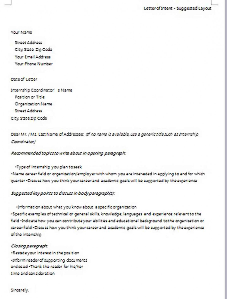 Letter of Intent For Applying a Job Sample Format Letter of Intent For Applying a Job Sample Format