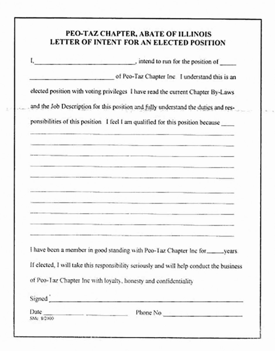 Letter of Intent for New Position Letter of Intent for New Position