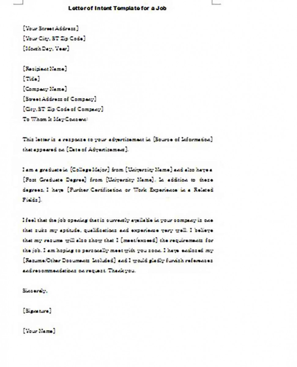 Letter of Intent templates for a New College Grad for a Job Letter of Intent templates for a New College Grad for a Job