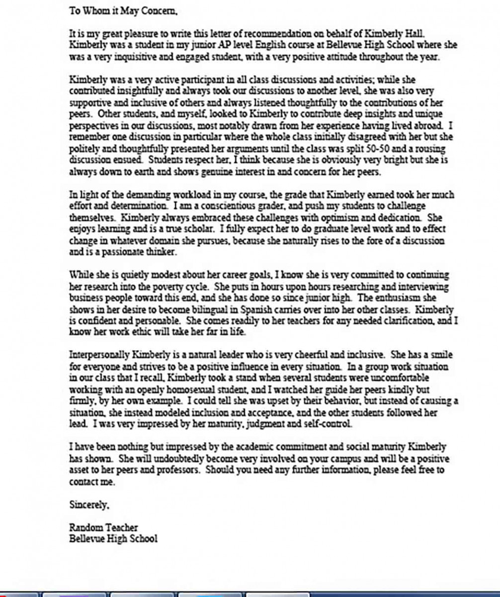 Letter of Recommendation for Senior Teacher Letter of Recommendation for Senior Teacher
