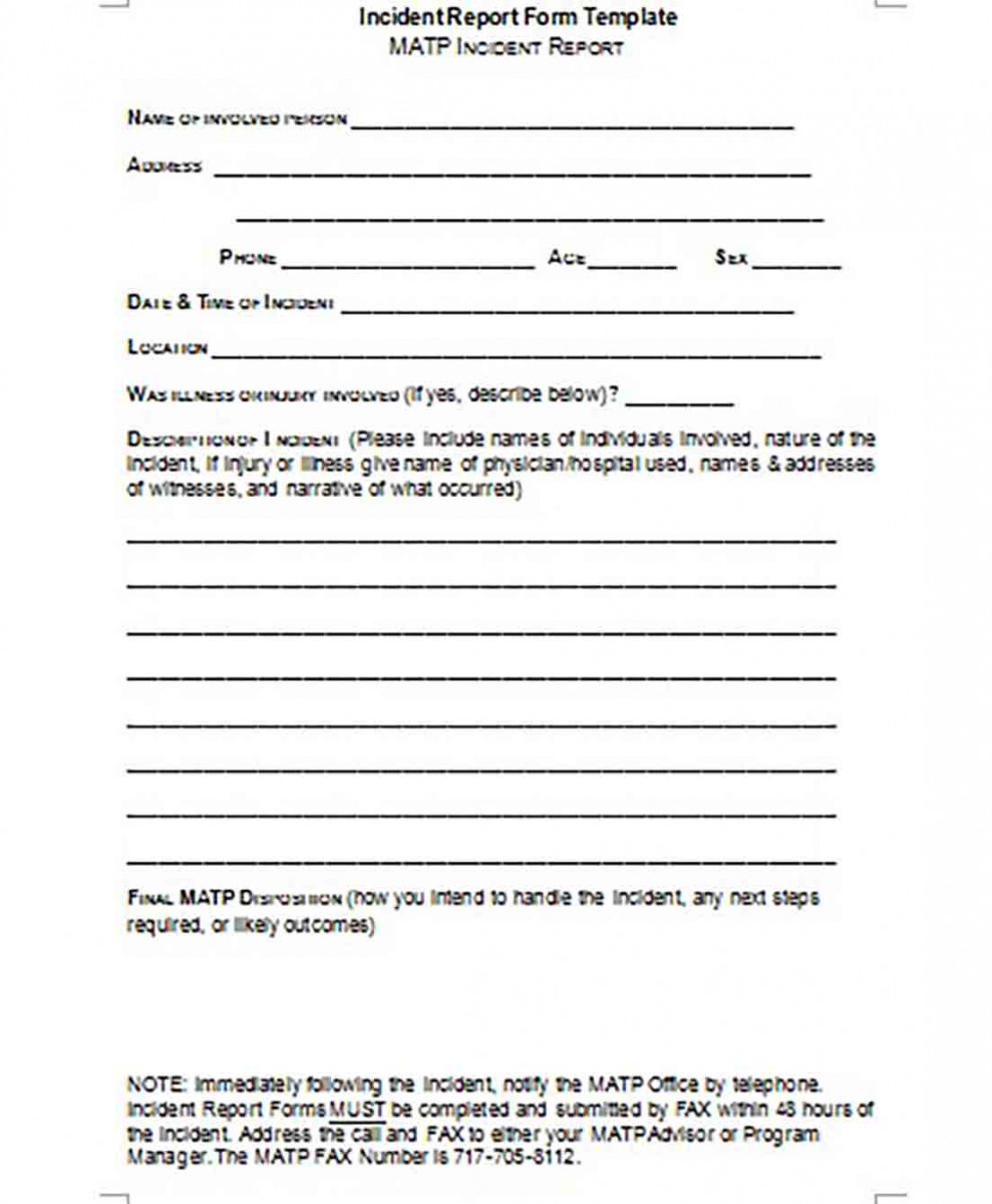 MATP Incident Report MATP Incident Report
