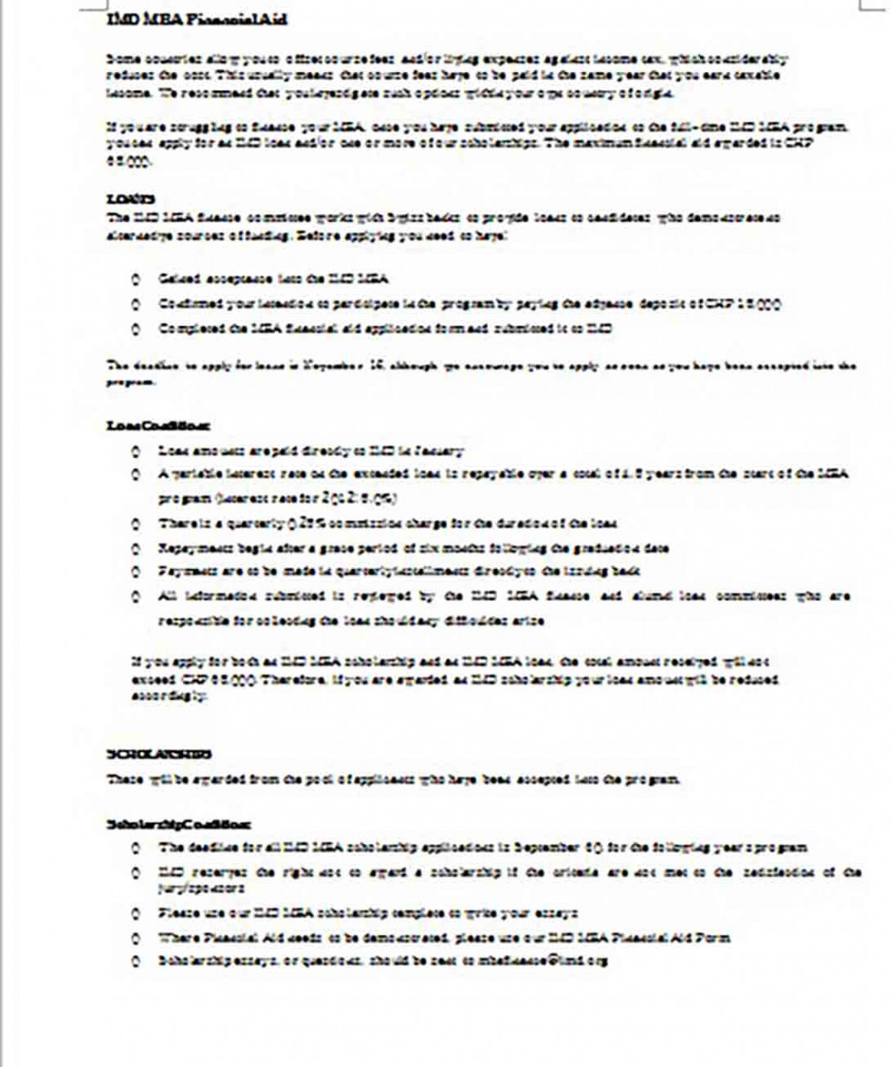 MBA Scholarship Example MBA Scholarship Example