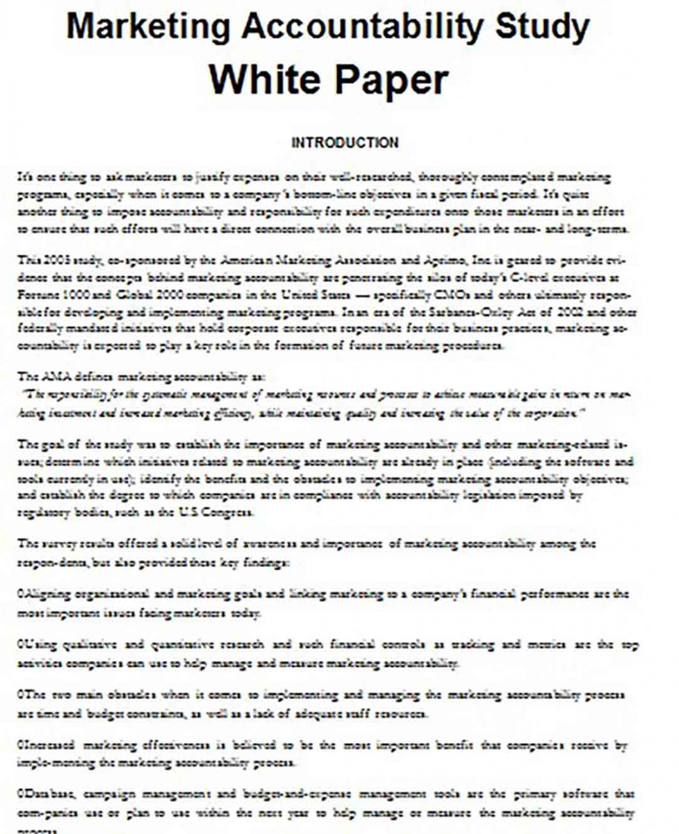 Marketing Accountability Study White Marketing Accountability Study White