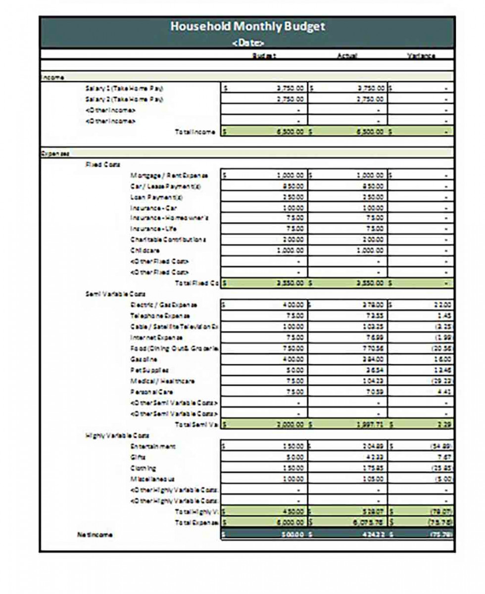 Monthly Household Budget templates Monthly Household Budget templates