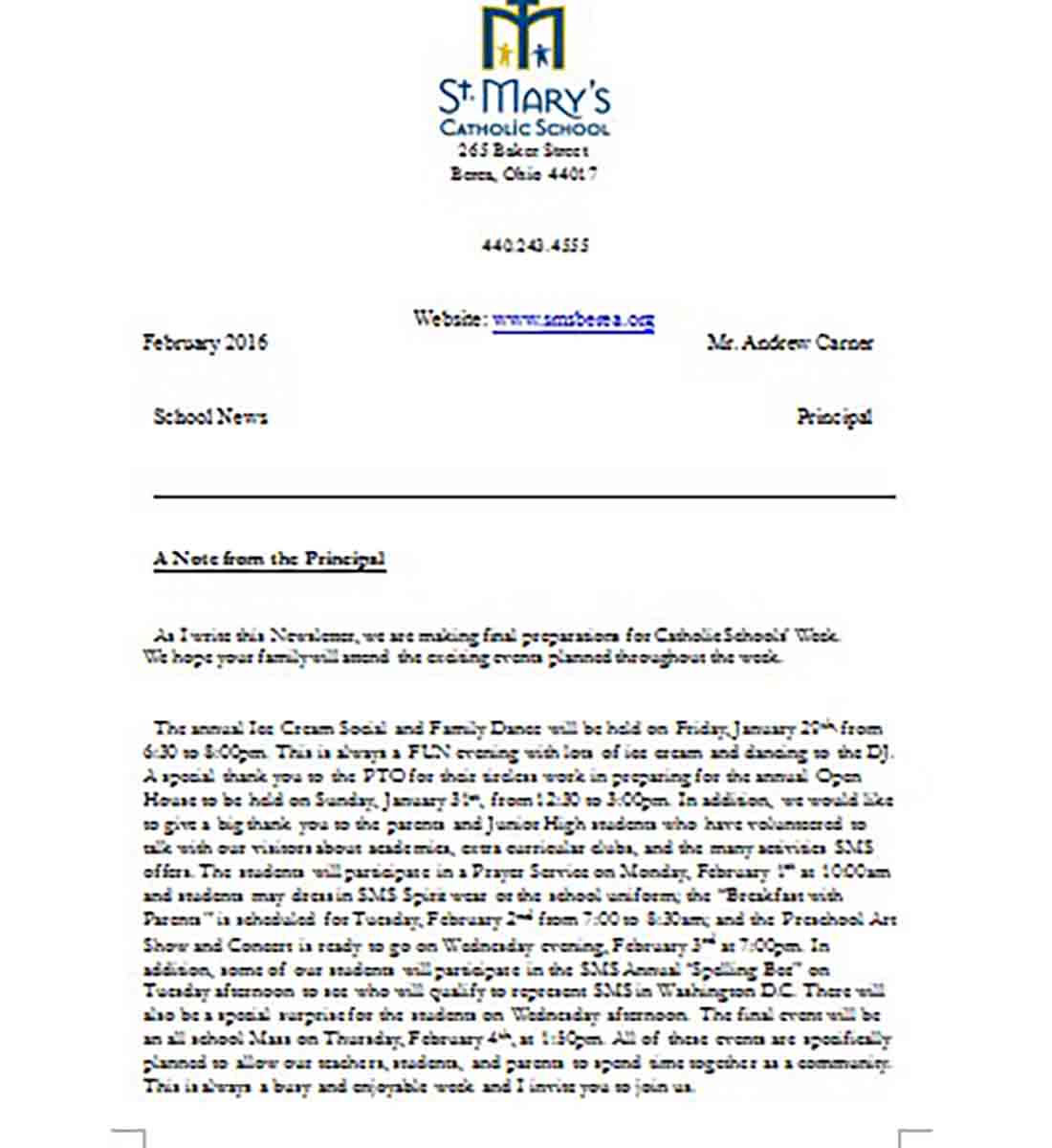 Monthly School Newsletter templates Monthly School Newsletter templates
