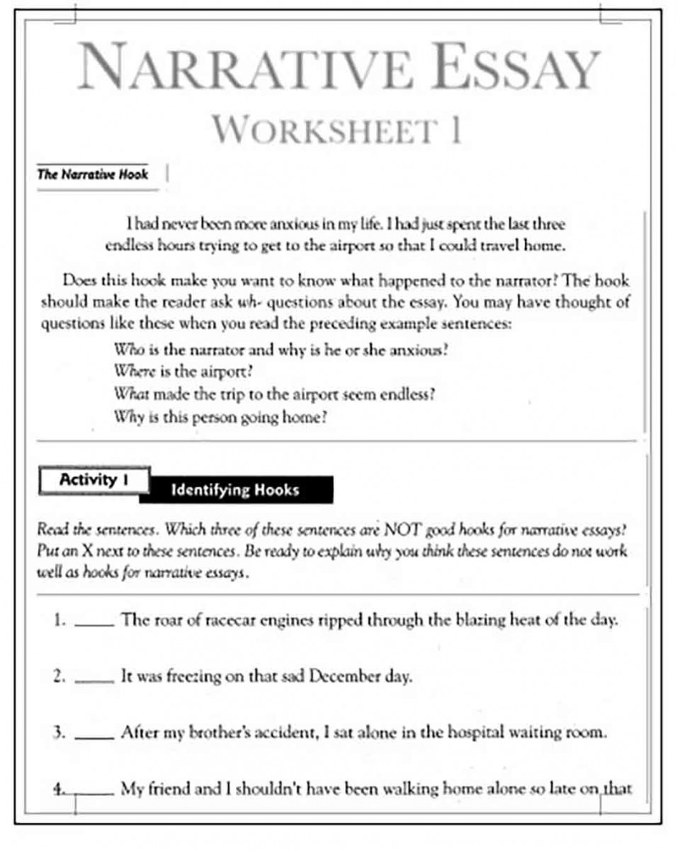 Narrative Essay Outline Worksheet in Narrative Essay Outline Worksheet in