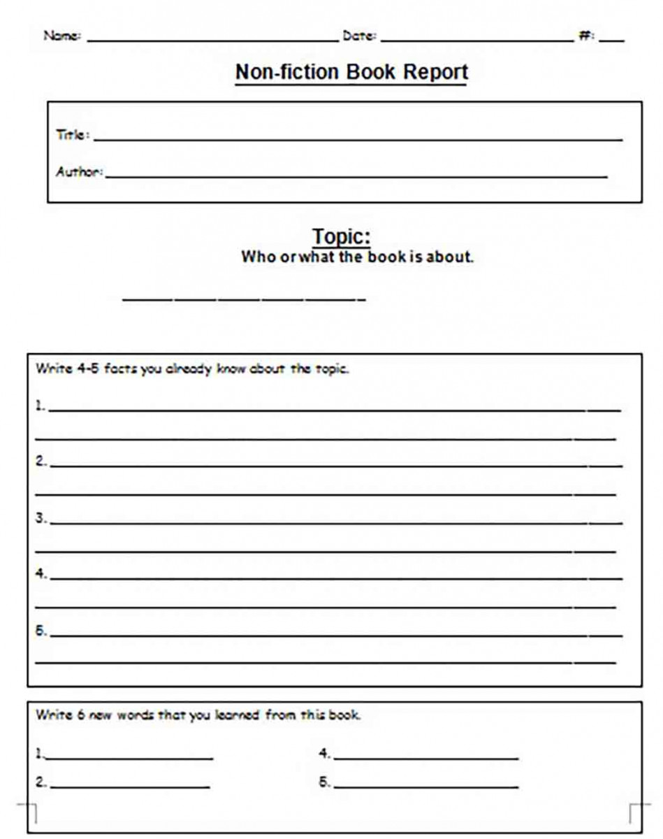 Non Fiction Book Report Non Fiction Book Report