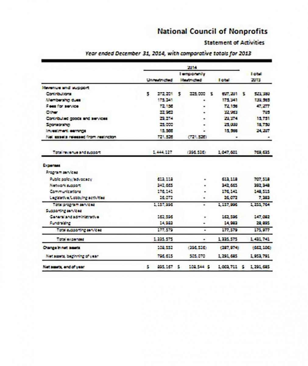 Non Profit Financial Statement templates Non Profit Financial Statement templates
