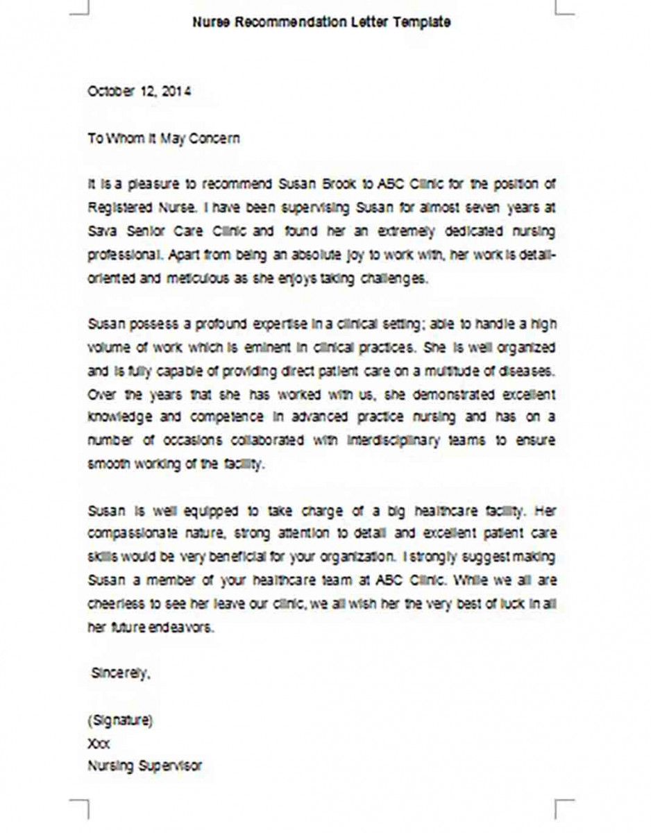 Nursing Letter of Recommendation templates Nursing Letter of Recommendation templates