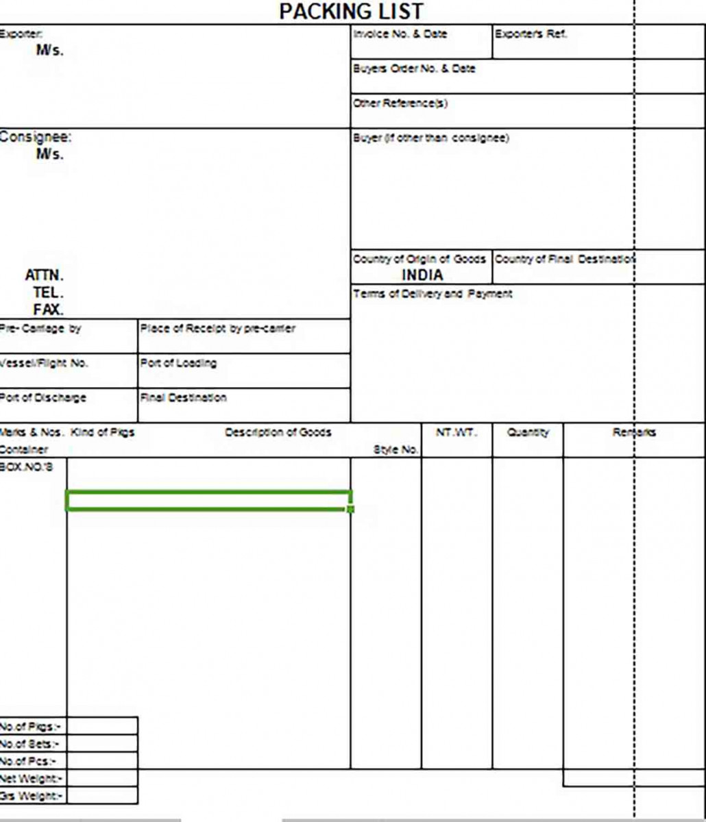 Packing List Excel Packing List Excel