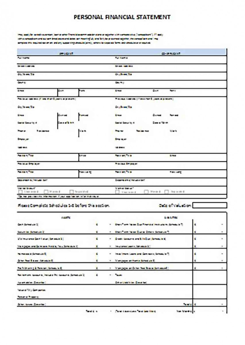 Personal Financial Statement Blank Form Excel Personal Financial Statement Blank Form Excel
