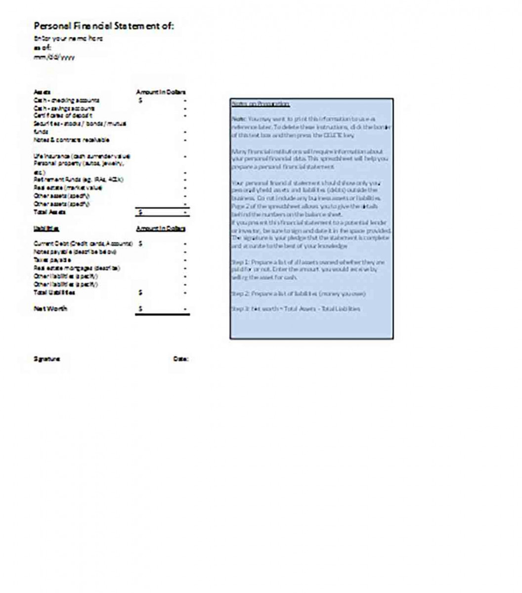 Personal Financial Statement templates in Excel Personal Financial Statement templates in Excel