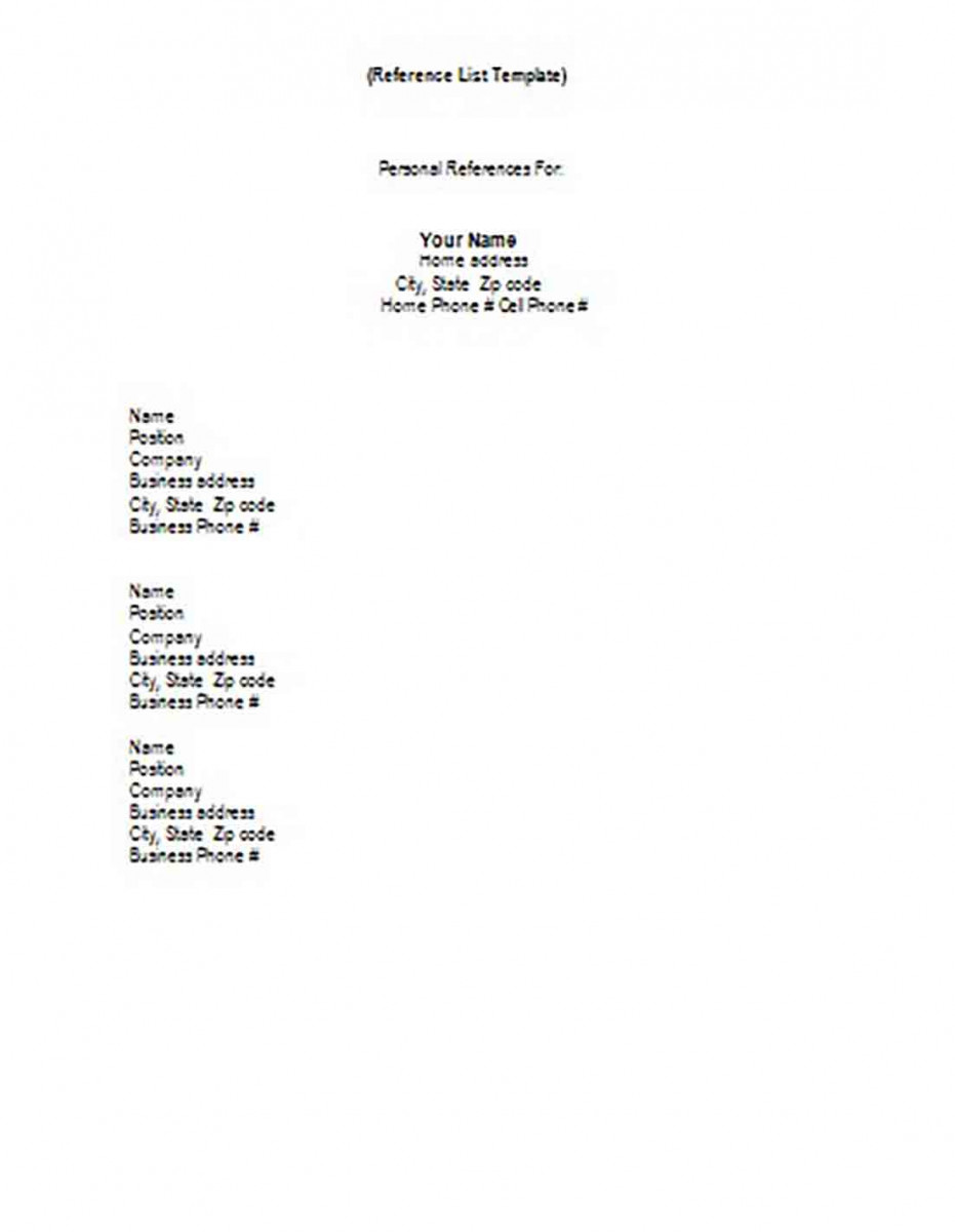 Personal Reference List templates Personal Reference List templates