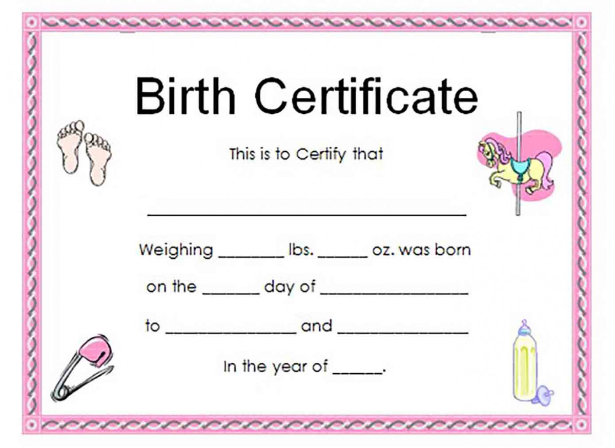 Pink Baby Birth Certificate Printable Pink Baby Birth Certificate Printable