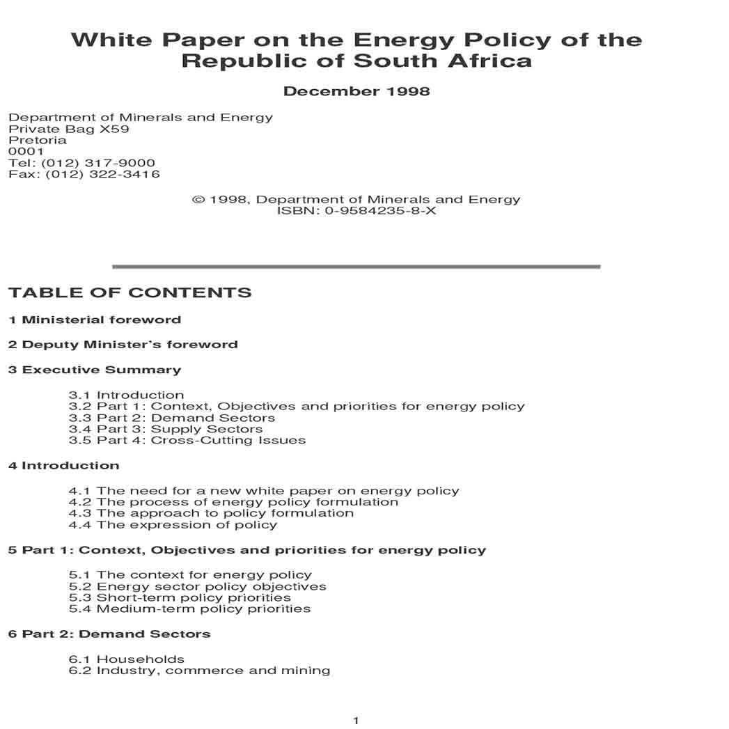 Policy White Paper Sample 1 Policy White Paper Sample 1