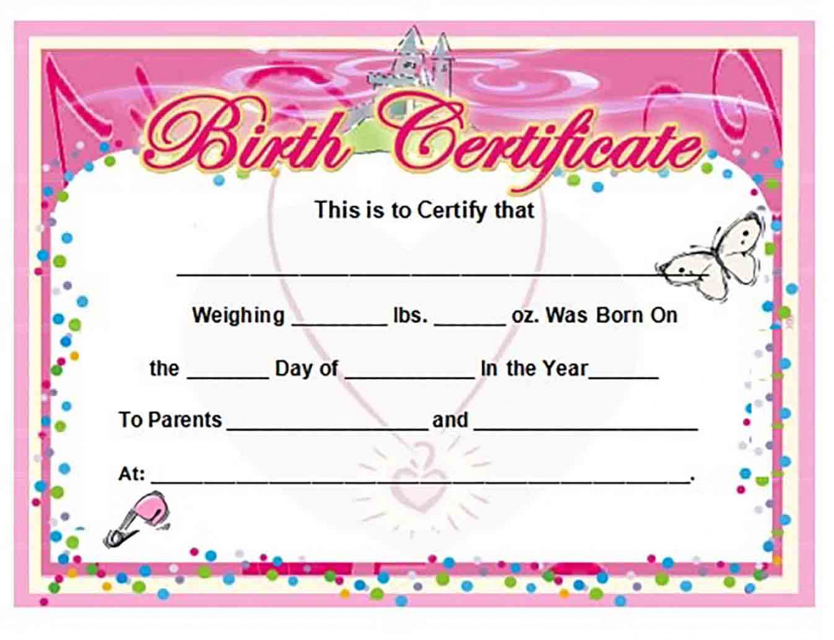 Printable Cute Baby Girl Birth Certificate templates Printable Cute Baby Girl Birth Certificate templates
