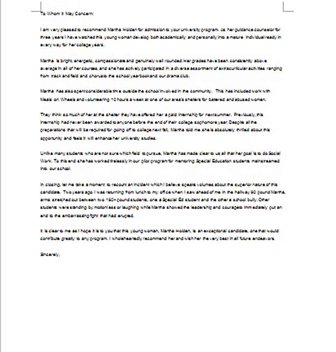 Printable Letter of Recommendation for Student Going to College Printable Letter of Recommendation for Student Going to College
