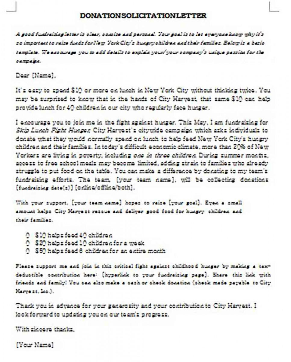 Printable Solicitation Letter for Donations Printable Solicitation Letter for Donations