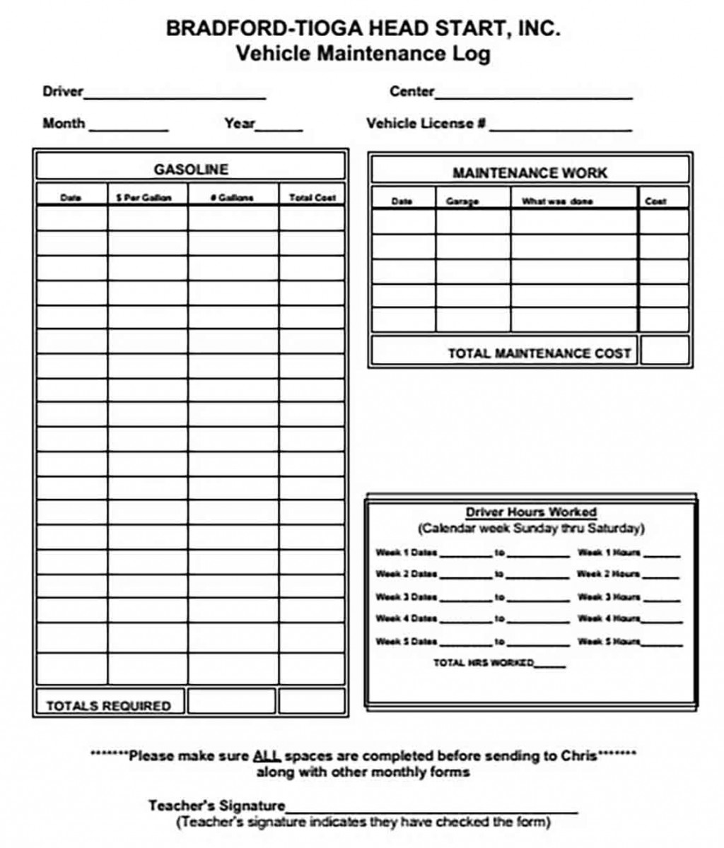 Printable Vehicle Maintenance Log Printable Vehicle Maintenance Log
