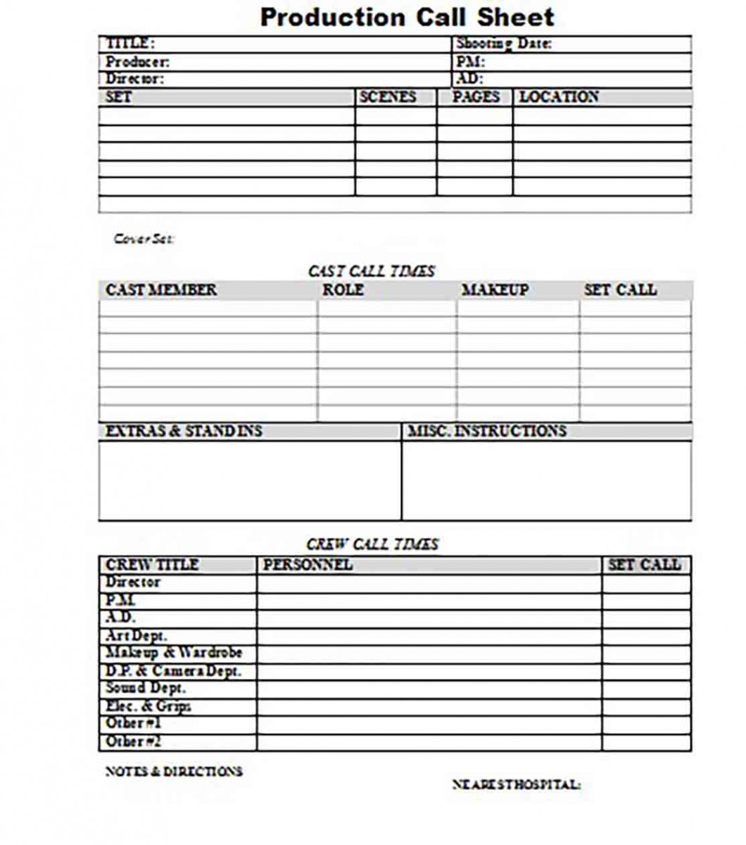 Production Call Sheet templates Production Call Sheet templates
