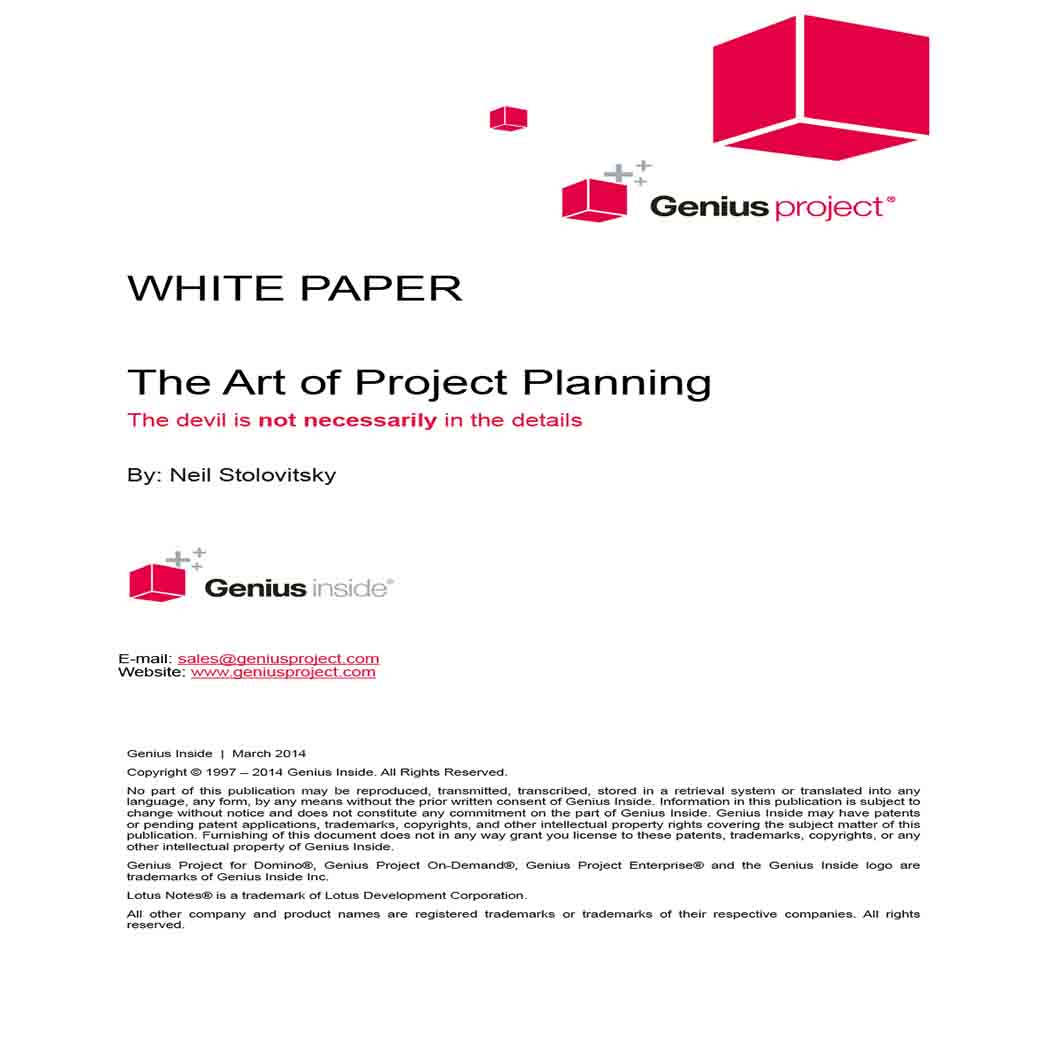Project Plan White Paper 1 Project Plan White Paper 1