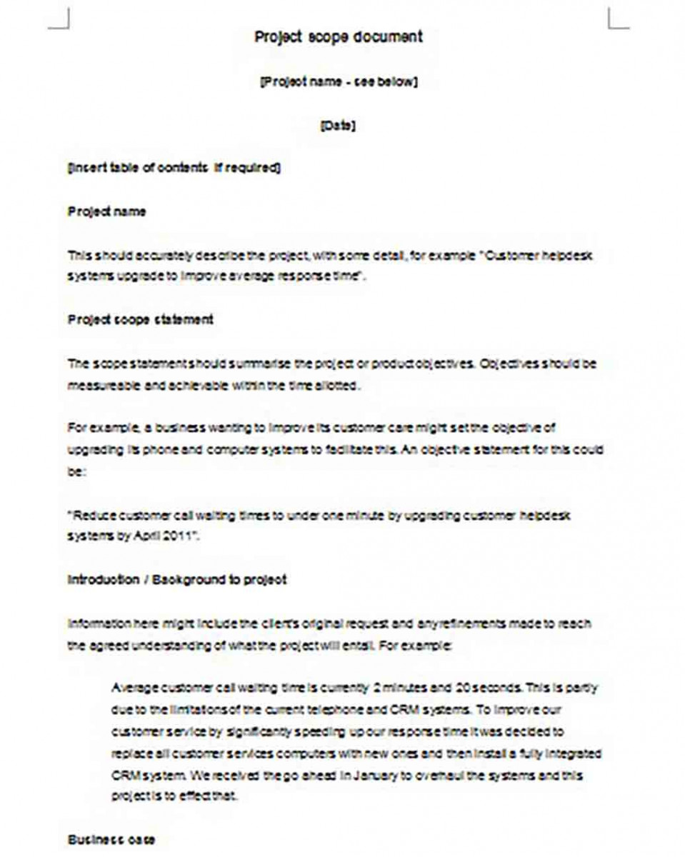 Project scope document templates Project scope document templates